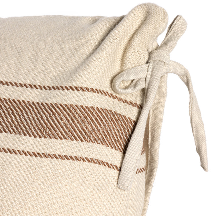 Square Beige and Brown Striped Outdoor Pillow