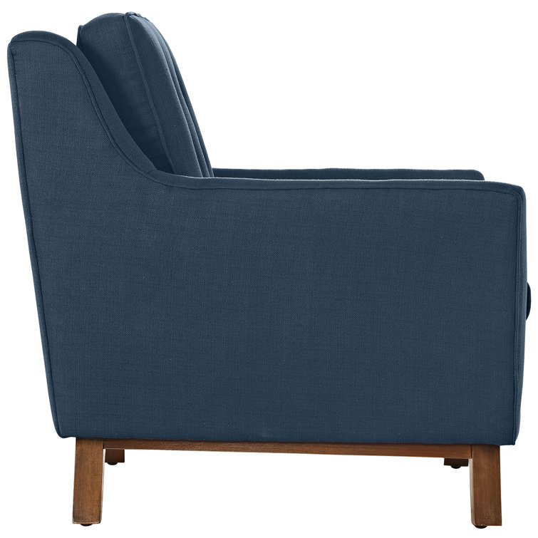 Azure Tufted Fabric Loveseat with Flared Arms
