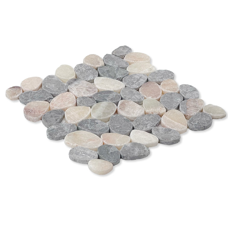 Ash Gray Quartz Mix Pebble Marble Mosaic Tile