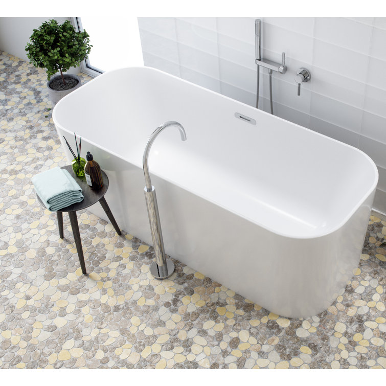Ash Gray Quartz Mix Pebble Marble Mosaic Tile
