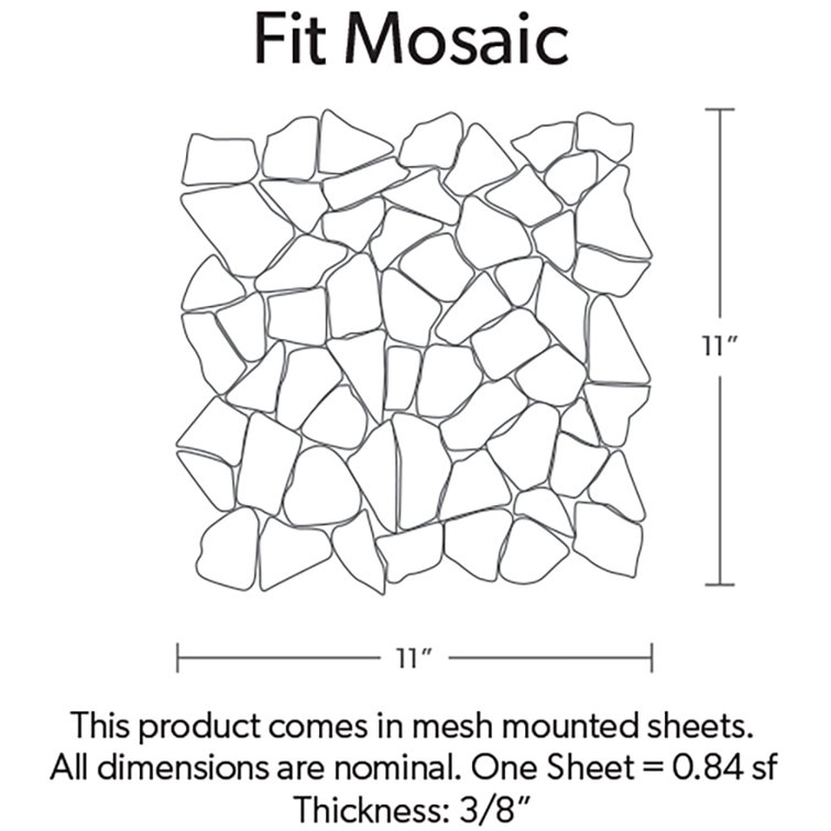 11" x 11" Ash Gray Quartz Mix Marble Mosaic Tile