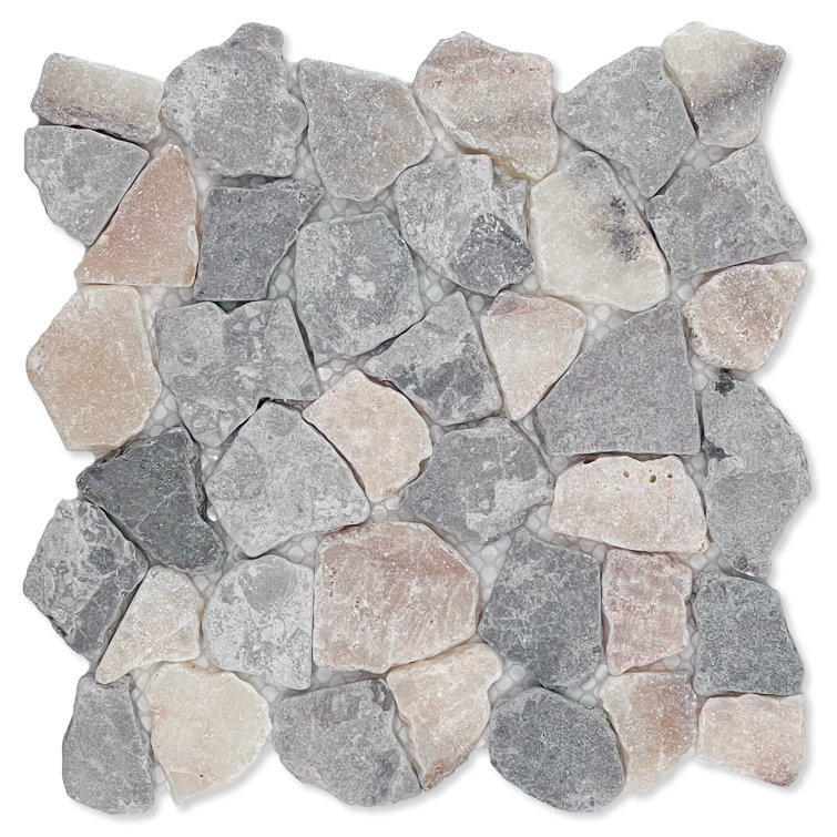 11" x 11" Ash Gray Quartz Mix Marble Mosaic Tile