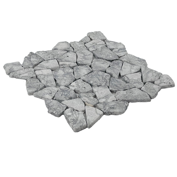 11" x 11" Dove Gray Marble Interlocking Mosaic Tile