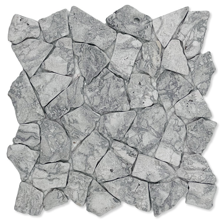 11" x 11" Dove Gray Marble Interlocking Mosaic Tile