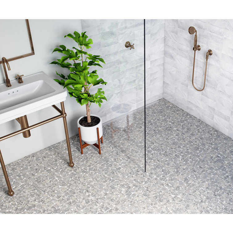 11" x 11" Dove Gray Marble Interlocking Mosaic Tile