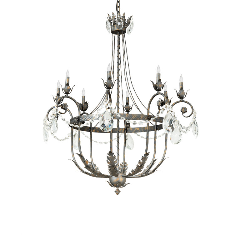 Antonia 8-Light Crystal Bronze Chandelier with Gold Accents