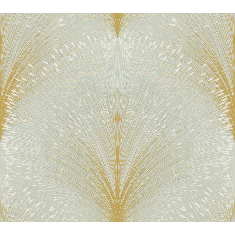 Sage Green and Gold Papyrus Plume Wallpaper Roll