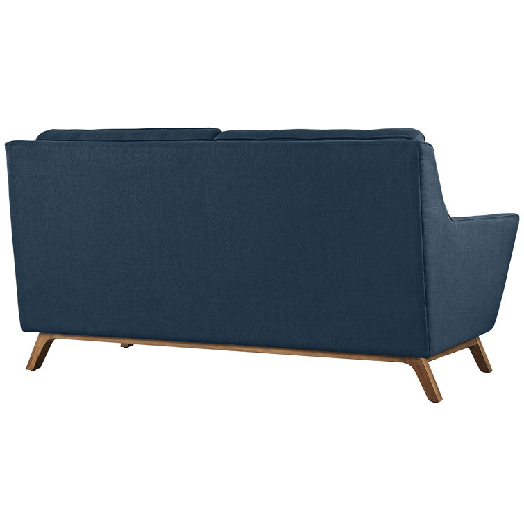 Azure Tufted Fabric Loveseat with Flared Arms
