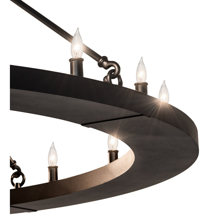 Loxley 20-Light Black Metal Wagon Wheel Chandelier