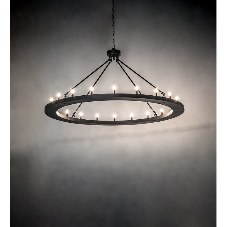 Loxley 20-Light Black Metal Wagon Wheel Chandelier