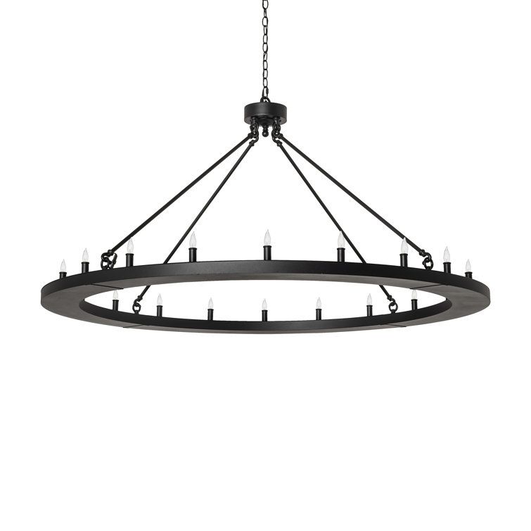 Loxley 20-Light Black Metal Wagon Wheel Chandelier