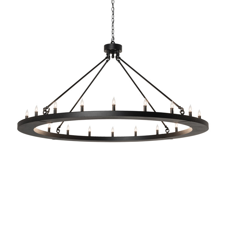 Loxley 20-Light Black Metal Wagon Wheel Chandelier
