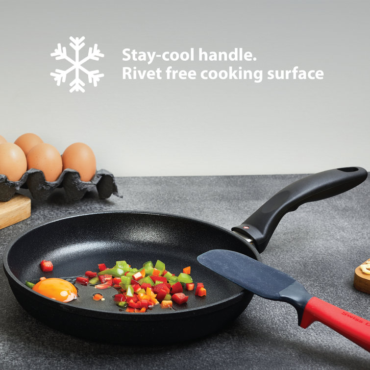 Swiss Diamond 12.5" Black Aluminum Nonstick Wok with Lid and Tempura Rack