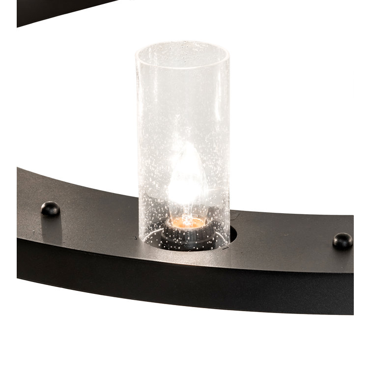 Black 12-Light Chandelier with Clear Seeded Glass Shades