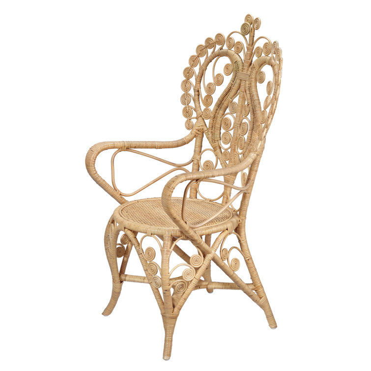 Beige Handcrafted Rattan Armchair with Natural Finish