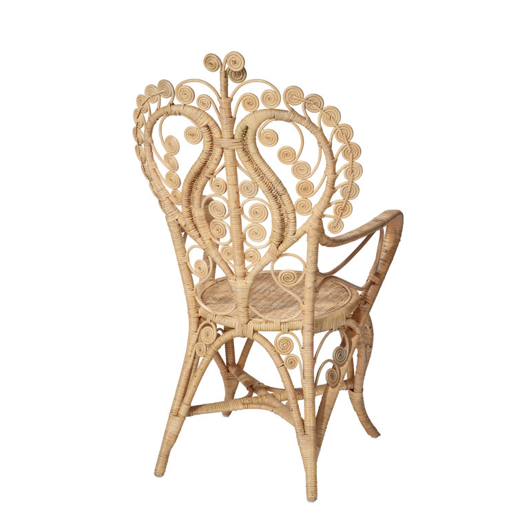 Beige Handcrafted Rattan Armchair with Natural Finish