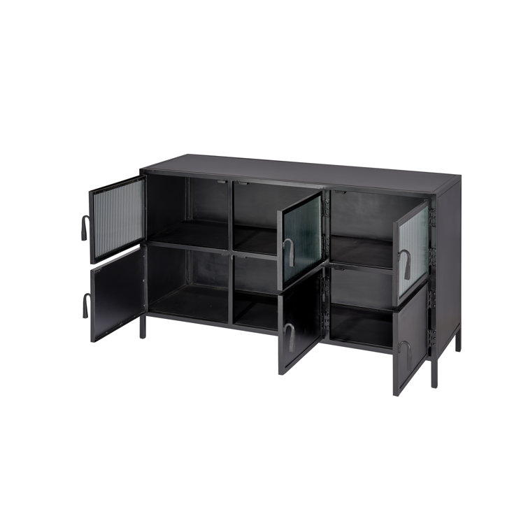 Black Metal and Glass 50'' Industrial Sideboard with Storage