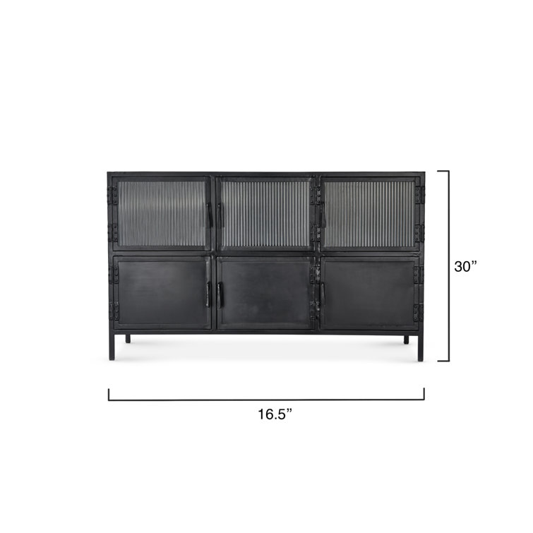 Black Metal and Glass 50'' Industrial Sideboard with Storage