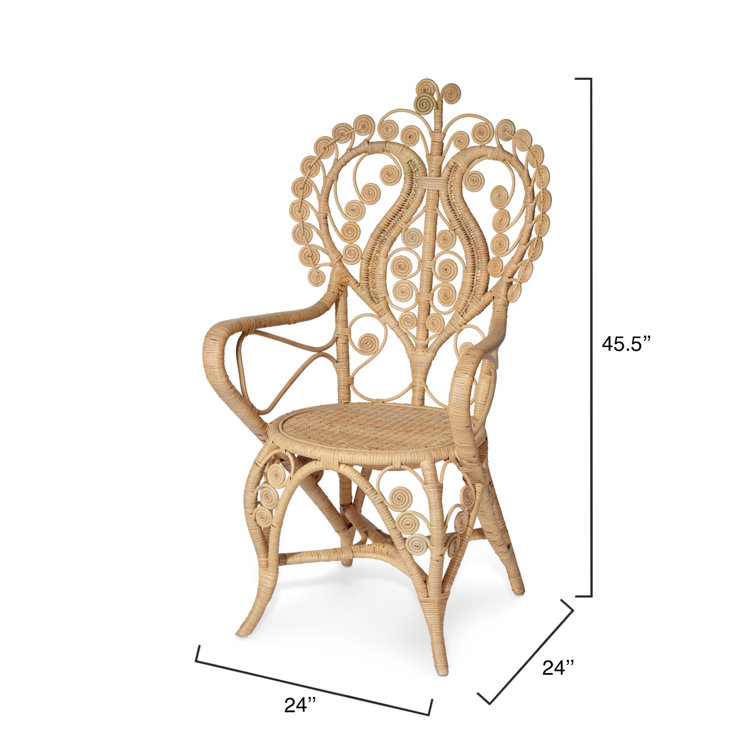 Beige Handcrafted Rattan Armchair with Natural Finish