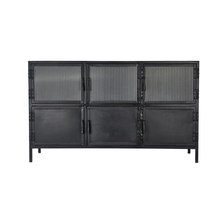 Black Metal and Glass 50'' Industrial Sideboard with Storage