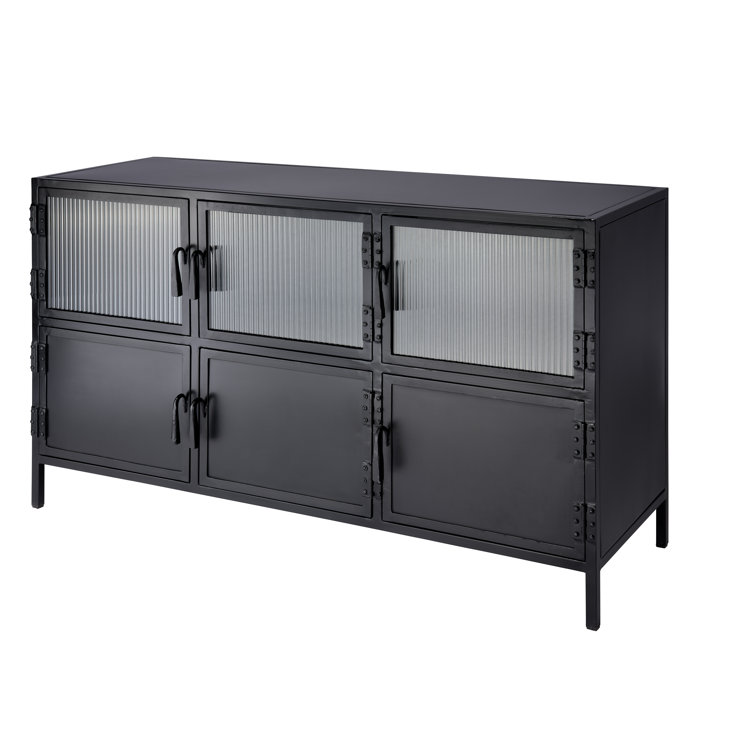 Black Metal and Glass 50'' Industrial Sideboard with Storage