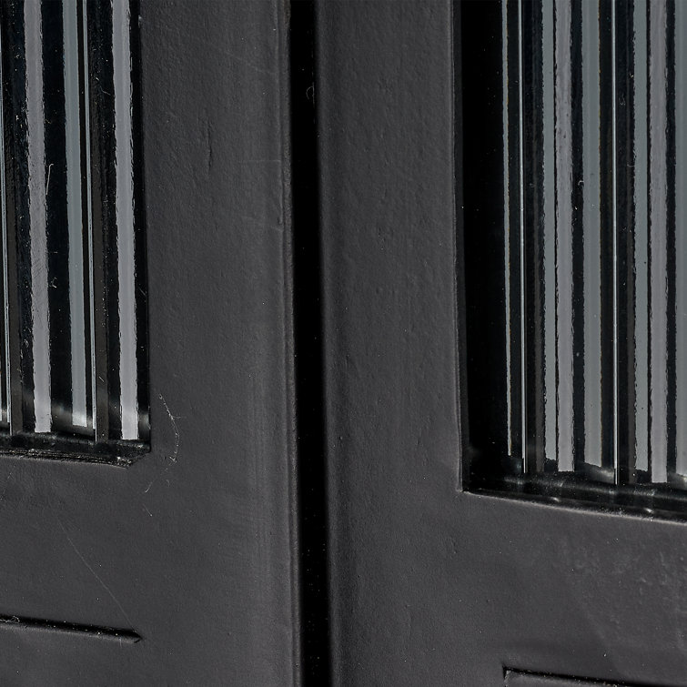 Black Iron and Glass Industrial Accent Cabinet