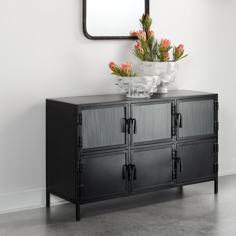 Black Metal and Glass 50'' Industrial Sideboard with Storage