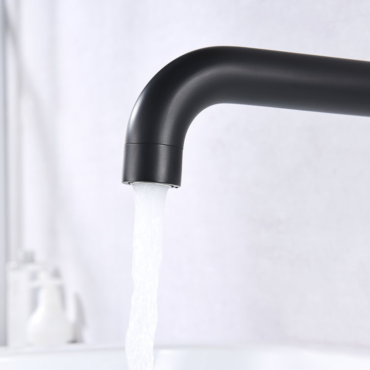 Matte Black Solid Brass High Flow Wall-Mount Tub Filler with Dual Lever Handles