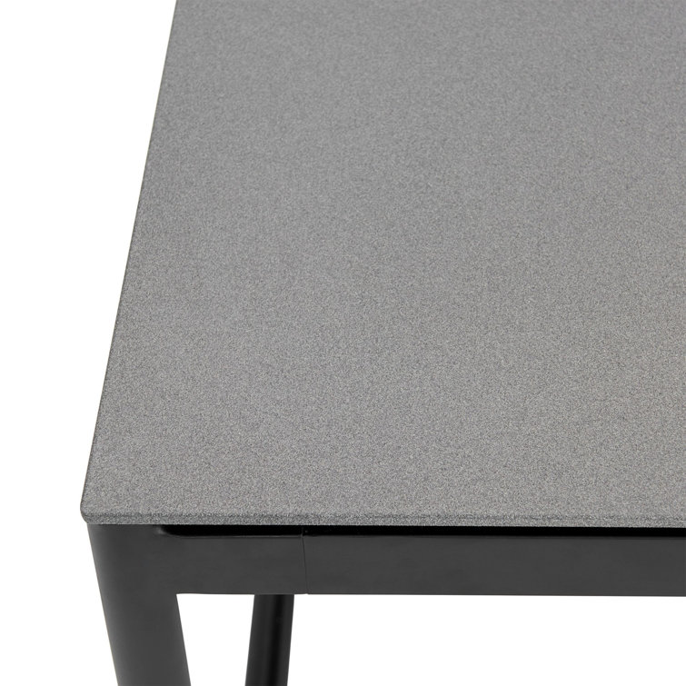 Anat Outdoor Dining Table in Aluminum and Teak with Stone Top