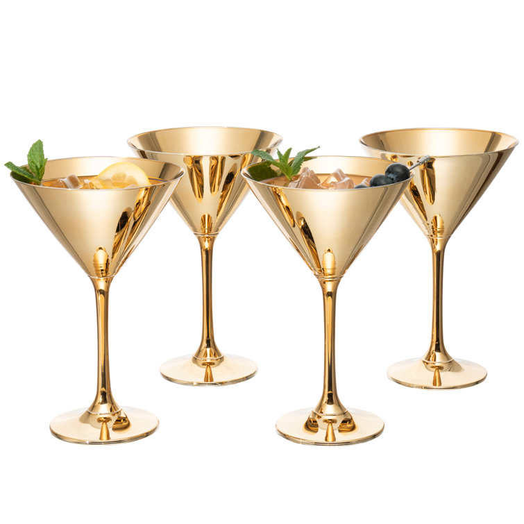 Elegant Gold Tone 8-Ounce Martini Glass Set of 4