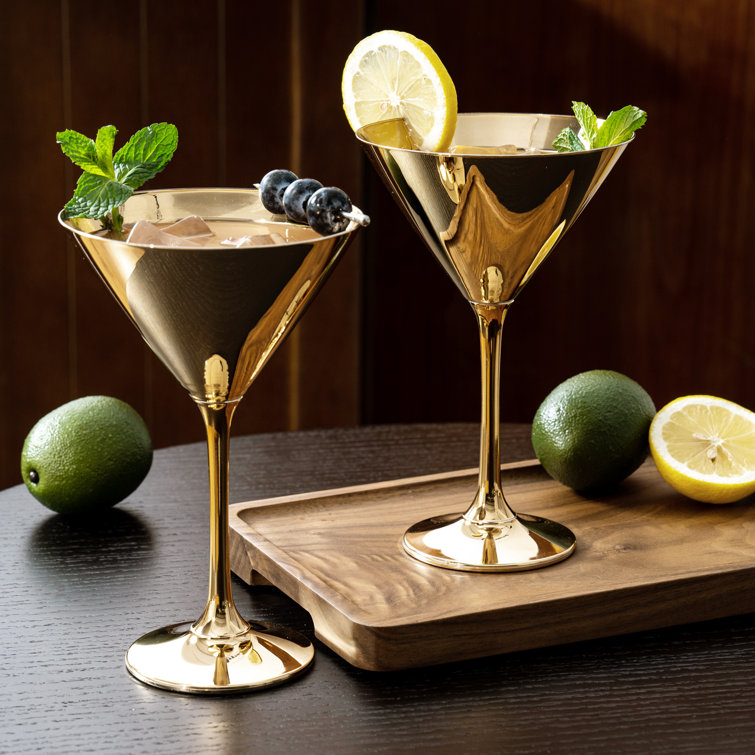 Elegant Gold Tone 8-Ounce Martini Glass Set of 4