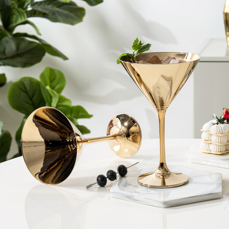 Elegant Gold Tone 8-Ounce Martini Glass Set of 4