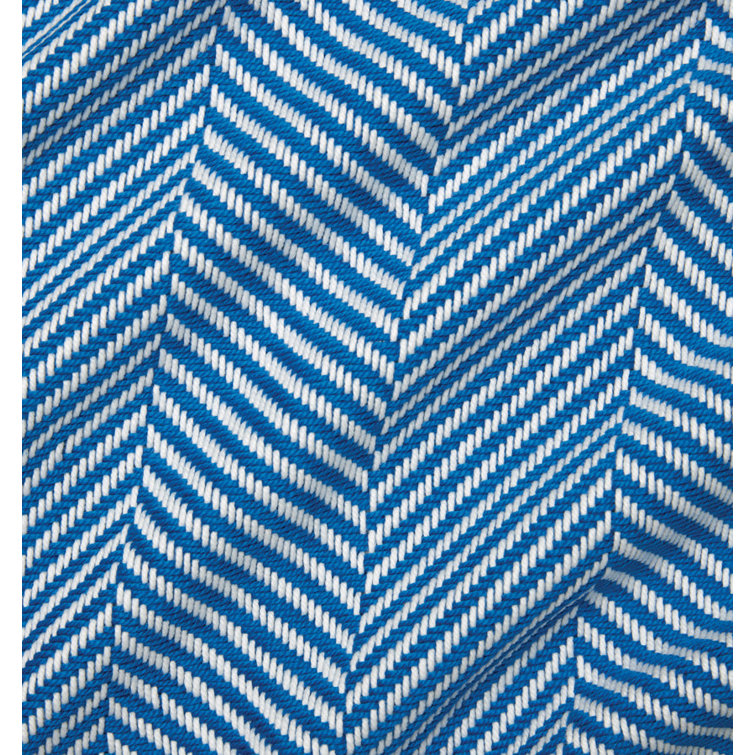 Nantucket Morning Herringbone Cotton Throw with Twisted Fringe - Ocean