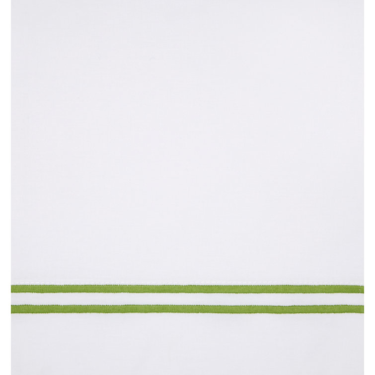 Twin White and Fern Cotton Percale Duvet Cover