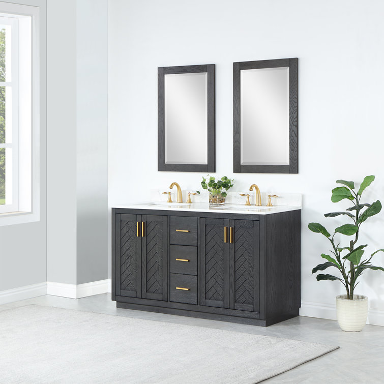 Ivy 36" x 24" Brown Pine Rectangular Bathroom Mirror