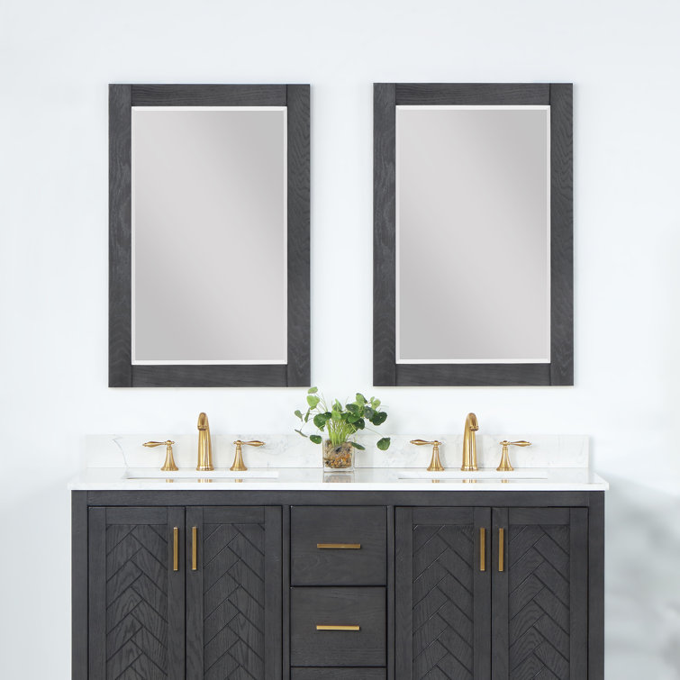 Ivy 36" x 24" Brown Pine Rectangular Bathroom Mirror