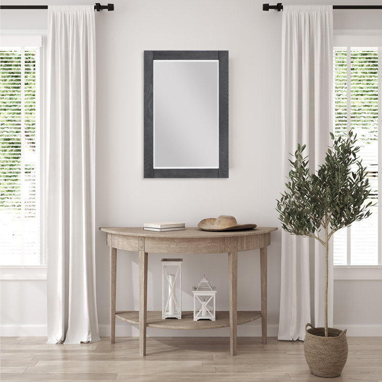 Ivy 36" x 24" Brown Pine Rectangular Bathroom Mirror