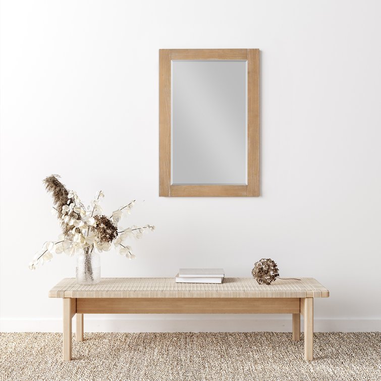 Ivy 36" x 24" Brown Pine Rectangular Bathroom Mirror