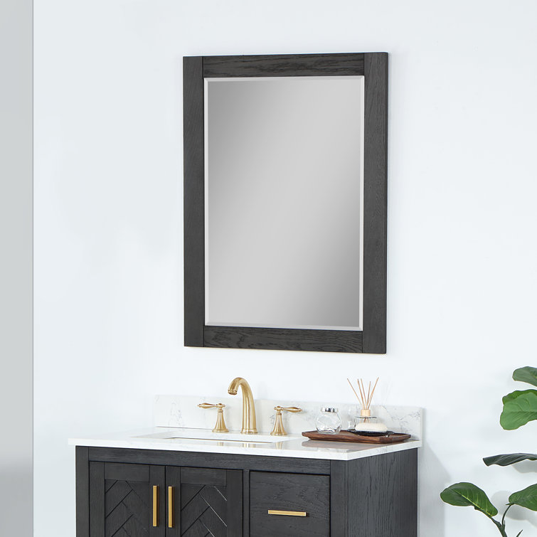 Ivy 28" Silver Rectangular Wood Bathroom Mirror