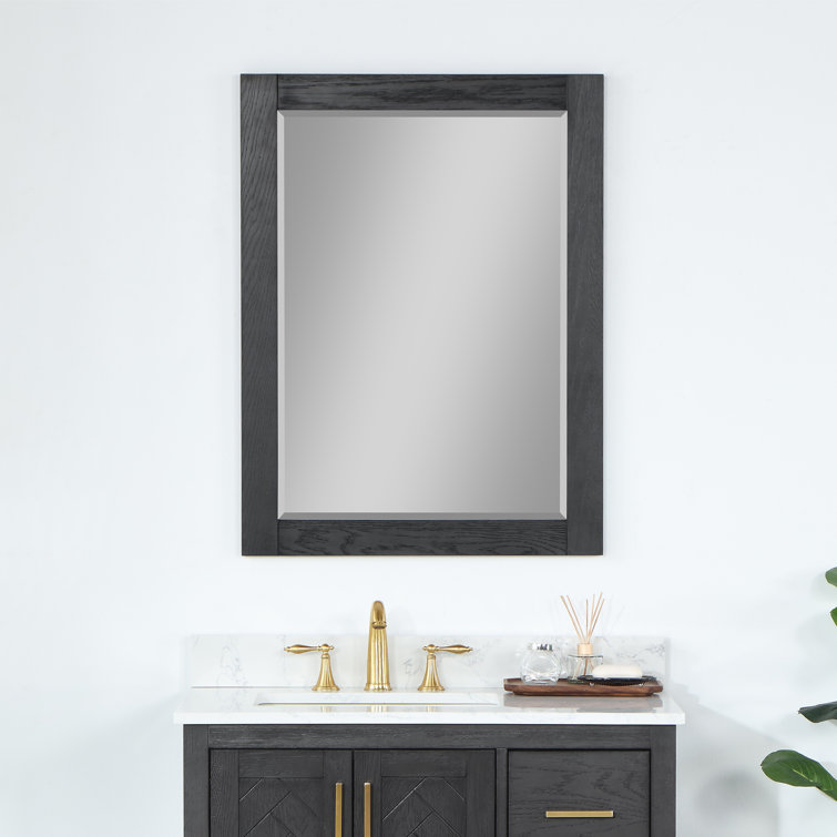 Ivy 28" Silver Rectangular Wood Bathroom Mirror