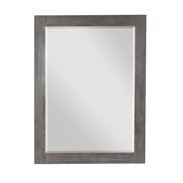 Ivy 28" Silver Rectangular Wood Bathroom Mirror