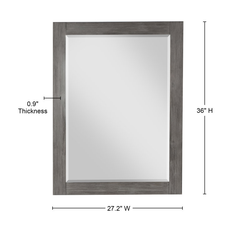 Ivy 28" Silver Rectangular Wood Bathroom Mirror