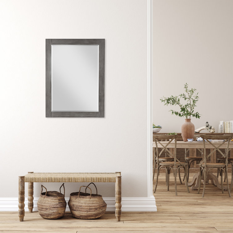 Ivy 28" Silver Rectangular Wood Bathroom Mirror