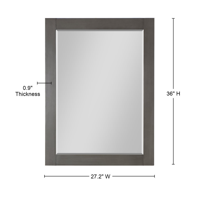 Maribella 36" Rectangular Wood Framed Bathroom Vanity Mirror in Silver