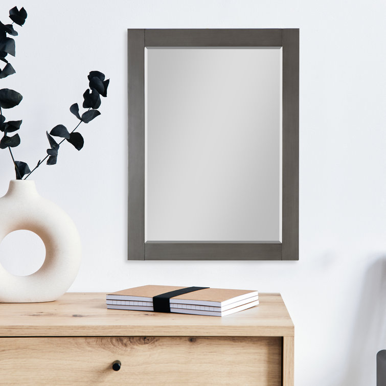 Ivy 28" Silver Rectangular Wood Bathroom Mirror