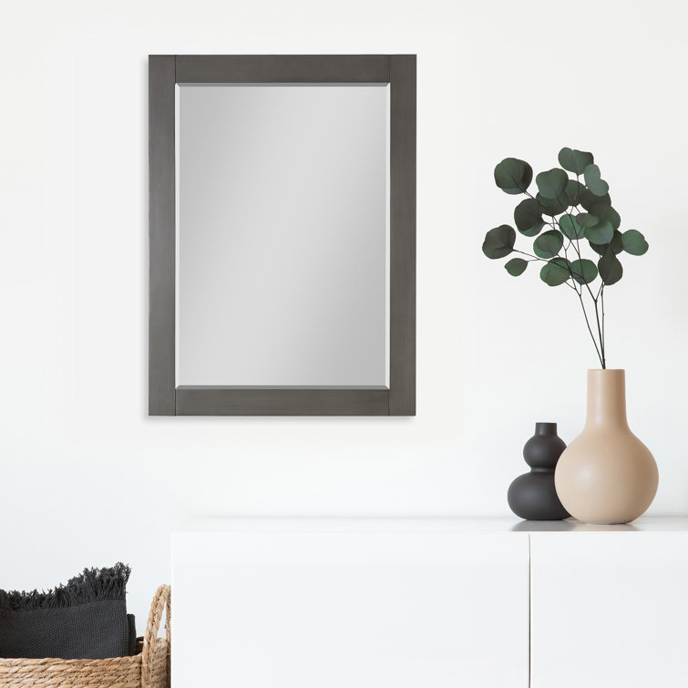 Ivy 28" Silver Rectangular Wood Bathroom Mirror