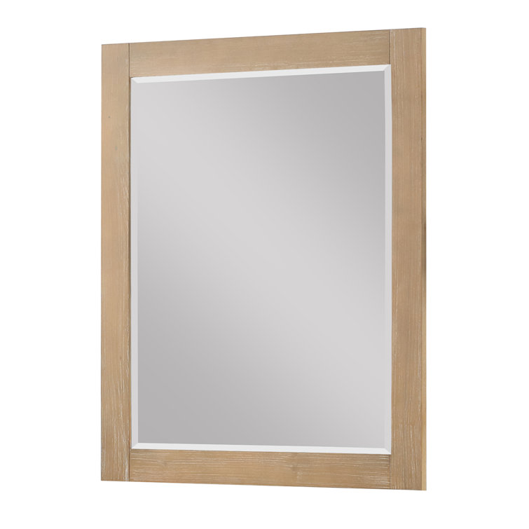 Maribella 36" Rectangular Wood Framed Bathroom Vanity Mirror in Silver