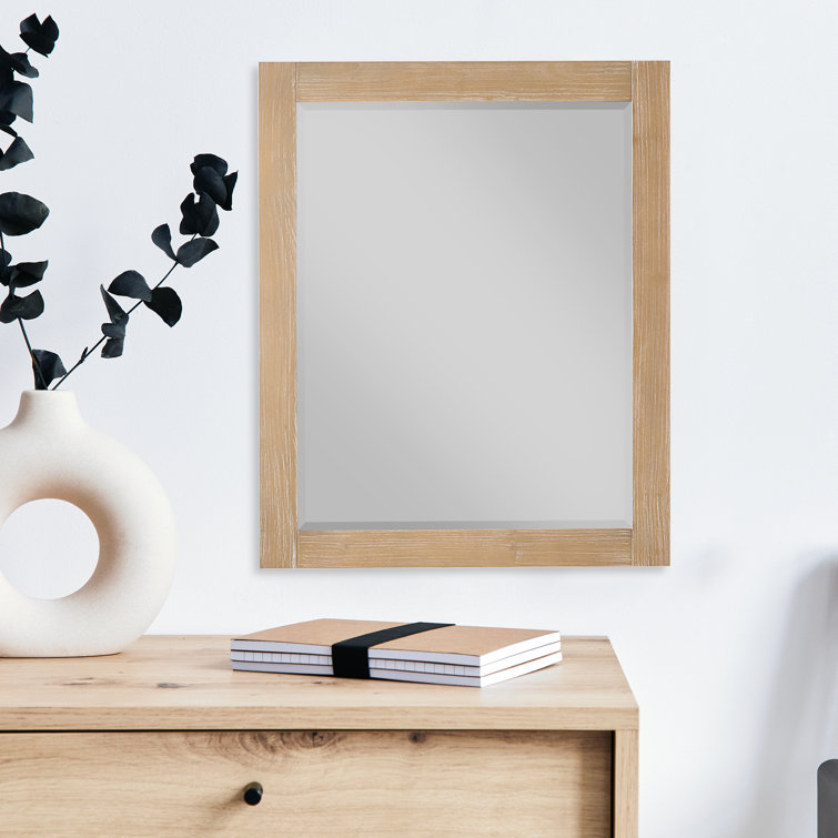 Maribella 36" Rectangular Wood Framed Bathroom Vanity Mirror in Silver