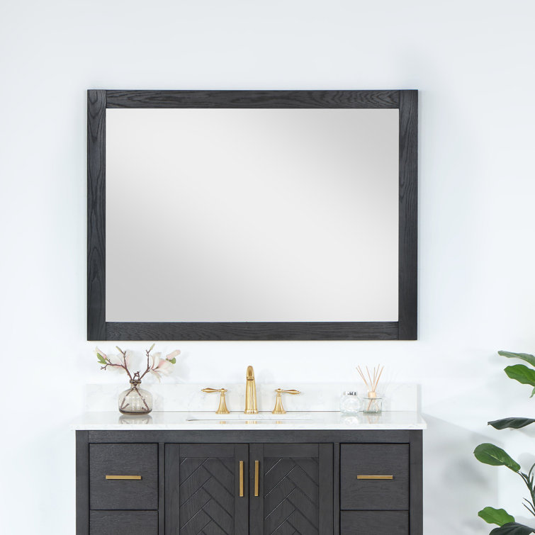 Ivy 48" Rectangular Dark Wood Bathroom Wall Mirror