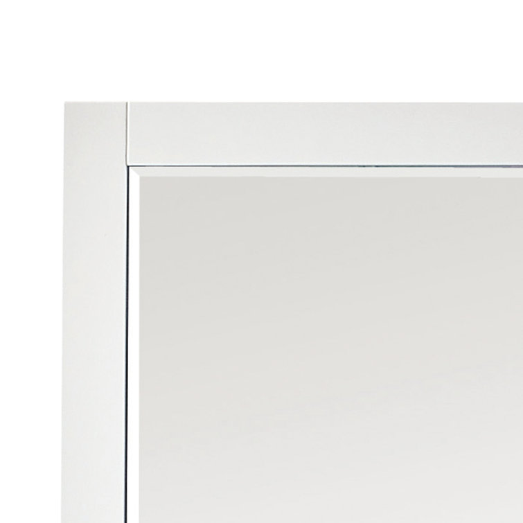 Maribella 36" Rectangular Wood Framed Bathroom Vanity Mirror in Silver